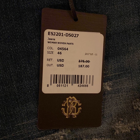 Roberto Cavalli Distressed Mid Rise Skinny Jeans NWT - Picture 8 of 8